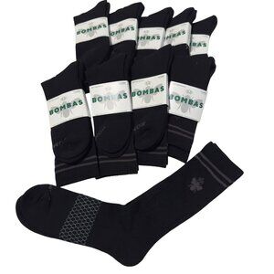 Bombas Calf Socks mens sz XL solid black Honeycomb cushion antimicrobial 10X